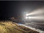 UP 5365 leads a coal train that just met the Holiday Train at Camp Douglas a few miles west